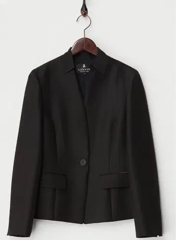 새틴 트림 스탠드 카라 울 실크 1B 자켓 블랙