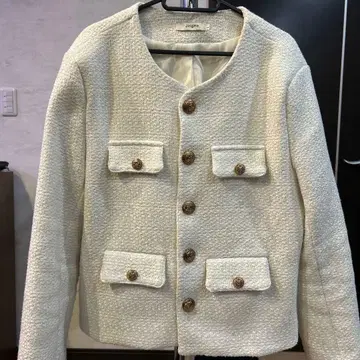 JingHe 화이트 노카라 자켓