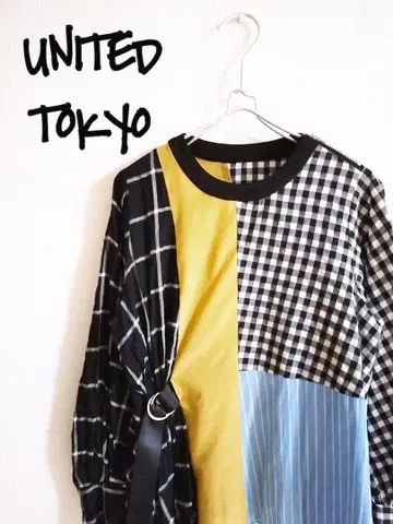 D222246 UNITED TOKYO 아지메 체크 블록 블라우스
