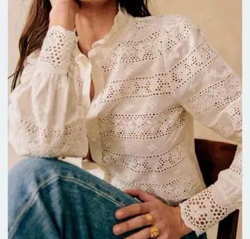 SEZANE 세잔느 Cassyshirt 레이스 블라우스 셔츠 화이트 38