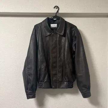 Nugu 레더 자켓 남성용 여성용 다크 브라운