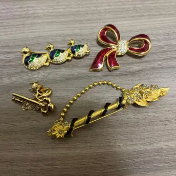 빈티지풍 골드톤 브로치 4개 세트