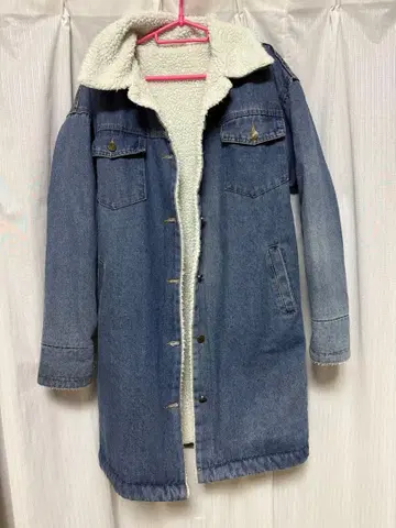 데님 보아 롱 자켓