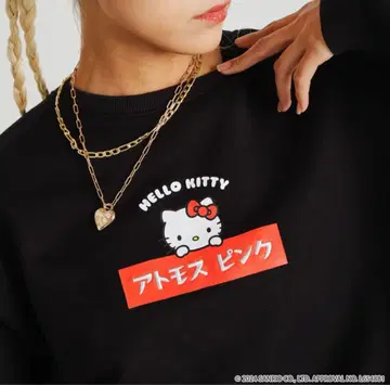 HELLO KITTY x atmos pink 맨투맨 BLACK