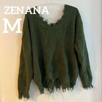 ZENANA 올리브 그린 V넥 스웨터 [ M ]