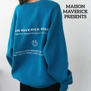 메종 매버릭 프레젠트 니트 풀오버 크루넥 백 로고