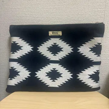 RHC 기하학 패턴 클러치백 네이비