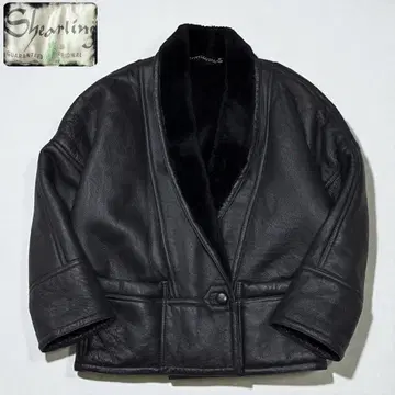 Shearling 무스탕 자켓 보아 램 가죽 블랙 42 XL
