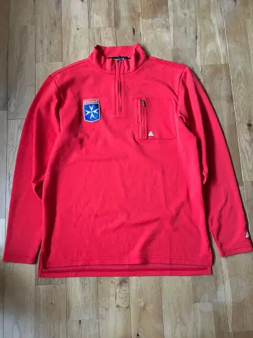 르꼬끄 스포르티브 빨간색 하프 지퍼 셔츠 M