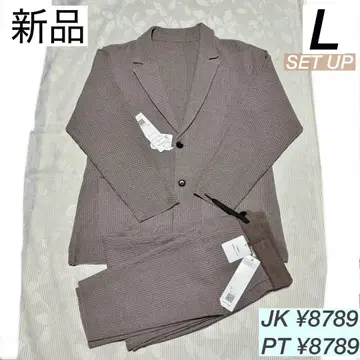 아오키 [ 파자마 수트 ] 이중 니트 자켓 & 팬츠 셋업 L