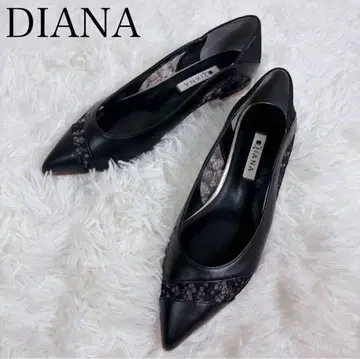 DIANA 스틸레토 플랫슈즈 레이스 23.5 가죽