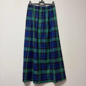 MACPHEE 맥피 울 브라이트 체크 개더 롱 스커트 34