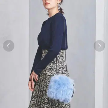 UNITED ARROWS 네이비 리브 편직 UWSC 리브 크루넥 니트