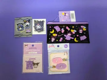 산리오 쿠로미 슬림 파우치 다이컷 시트 아크릴 코스터 앞머리 클립