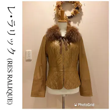 RES RALIQUE 베이지 가죽 자켓 코트 세라비 레 라리크