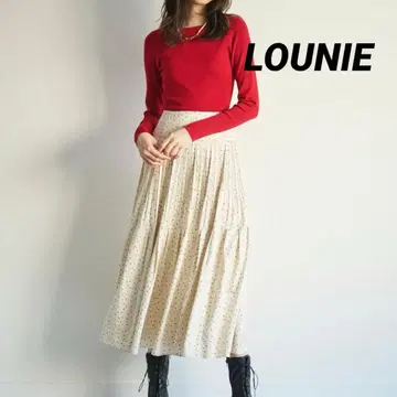 LOUNIE 도트 무늬 프린트 플리츠 스커트