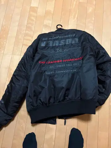 Vanson 블랙 MA-1 플라이트 자켓