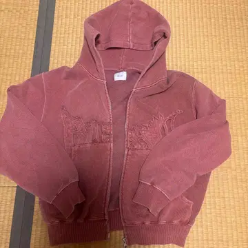 BlessU 풀 집업 후드 부착 후드티 핑크