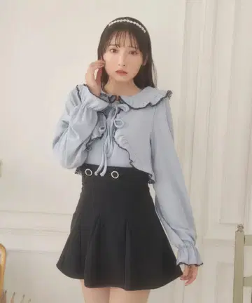 Honey Cinnamon 프릴 리본 니트 상의