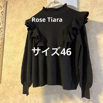 새상품급 빅 사이즈 46 로즈 티아라 프릴 니트 스웨터 블랙