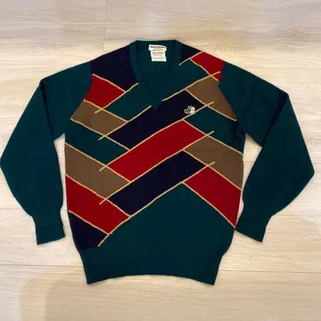 스코틀랜드제 블랙&화이트 캐시미어 니트