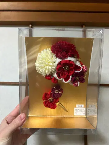 기모노 머리 장식 꽃 장식 빨간색 화이트 박스 포함