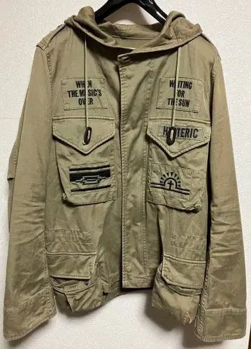 Hysteric glamour 카키 후드 부착 밀리터리 자켓