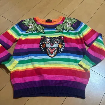 호랑이 자수 스웨터 구제샵 구매 화려한 니트 개성파