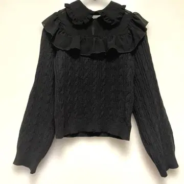 evelyn 케이블 니트 M 프릴 펄 블랙