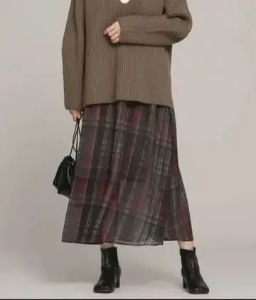 나노 유니버스 체크 프린트 서큘러 스커트