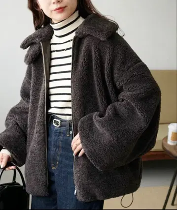 컬리 퍼 스탠드 블루종