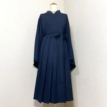 상의 기모노 하카마풍 랩 스커트 네이비