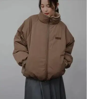 브라운 리버서블 패딩 블루종
