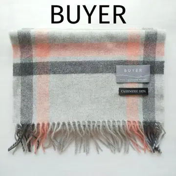 BUYER 바이어 캐시미어 100% 체크 머플러 (핑크 계열)