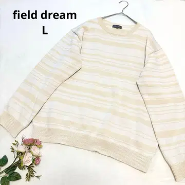 필드 드림 온워드 스트라이프 니트 스웨터 면 혼방 베이지 L