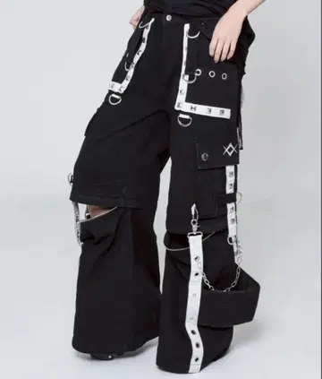 [ REFLEM ] 2WAY 와이드 데님 카고 팬츠