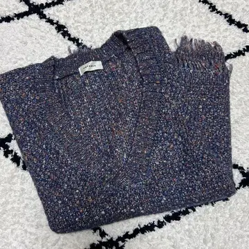 UNITANCE 보라색 라메 니트 베스트 프린지 베스트