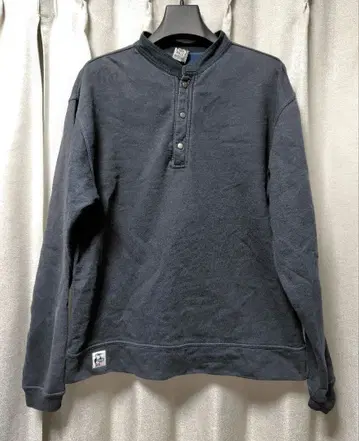 CHUMS XL 헨리넥 허리케인 탑 블랙 맨투맨