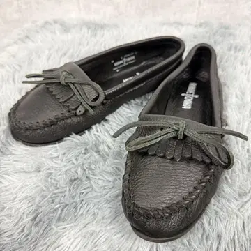 새상품급 MINNETONKA 미네통카 모카신 블랙 가죽 플랫슈즈