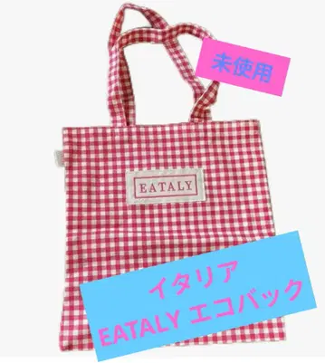미사용 EATALY 깅엄 체크 에코백