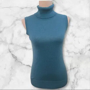 COMME CA ISM 슬리브리스 터틀넥 얇은 니트 M 터콰이즈