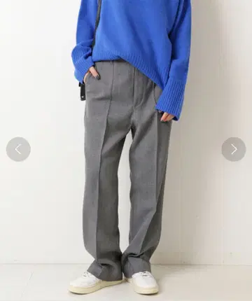 Spick&Span 하이브리드 더블 크로스 스트레이트 팬츠 38 그레이