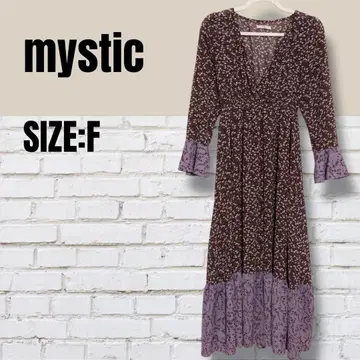 새상품급 mystic 미스틱 꽃무늬 절개 롱 원피스 브라운 플레어