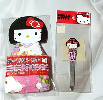 산리오 헬로키티 지역 한정 일본제 손수건 손톱 줄 마이코 코케시