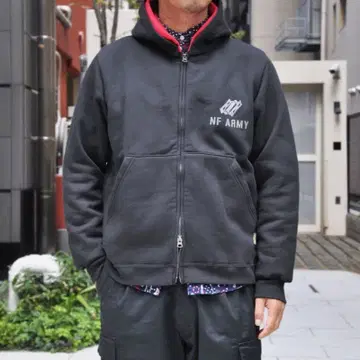 narifuri x ALPHA 더블 후드 프론트 지퍼 후드티 새상품 블랙