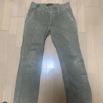 카키 스트라이프 워크 팬츠