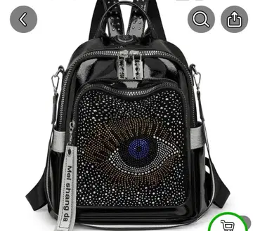 비쥬 장식 블랙 백팩 타입 숄더백