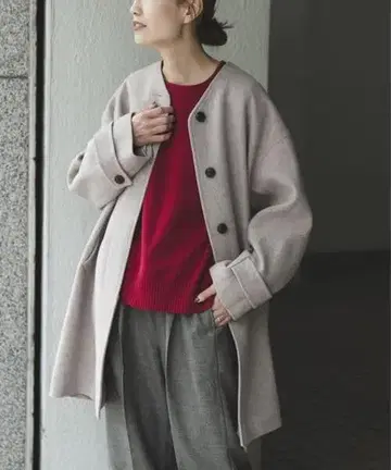 FORK&SPOON 울 노카라 코트