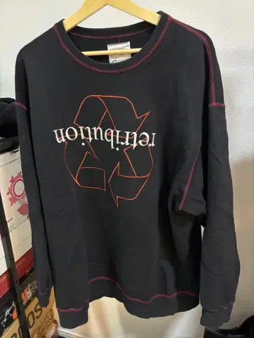 SHAREEF 리사이클 로고 맨투맨 사이즈 2 블랙