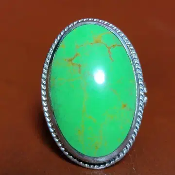 빈티지 은반지 터콰이즈 그린 조각 925 실버링